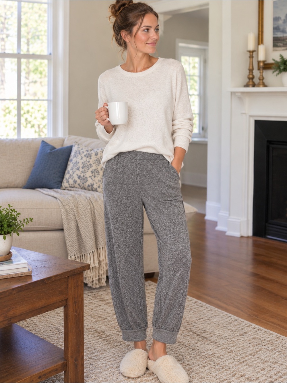 J. Jill Wearever Collection Gray loungewear Pants Rayon with cuff XS